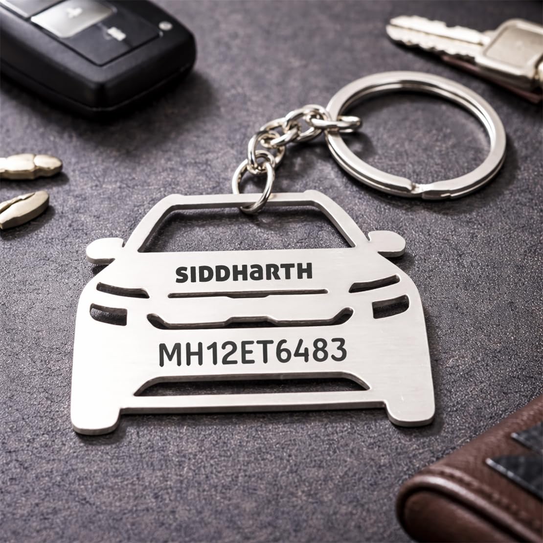 giftwizzy Personalized Stainless Steel Keychain with Name Engraving, Custom Metal Key Ring for Car Bike Keys, Unique Gift for Men Women Dad Mom Couple Birthday Anniversary-picture-11
