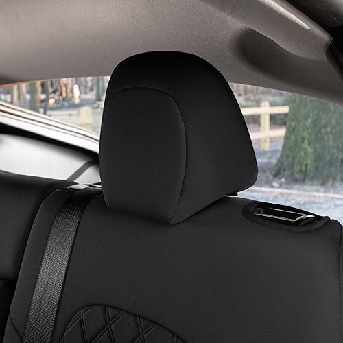 Miniatura 6 de FH Group Fundas de asiento personalizadas para Tesla Modelo Y, fundas de asiento de neopreno resistentes al agua, juego trasero negro