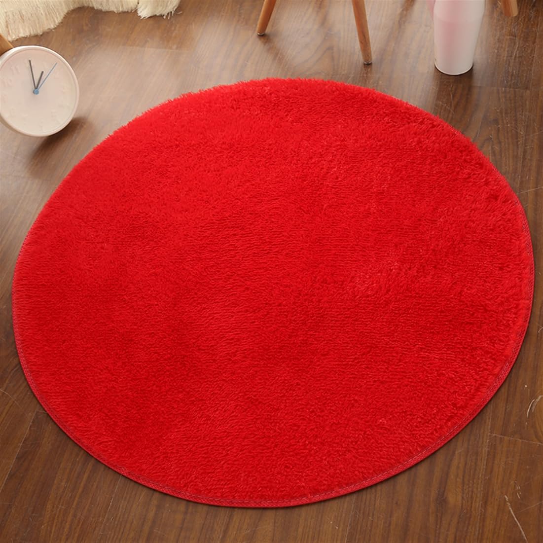 UEAUY Plush Round Rug Soft Indoor Modern Area Rugs Yoga Mat for Children Bedroom Home Decor Nursery Red 6.6 Feet