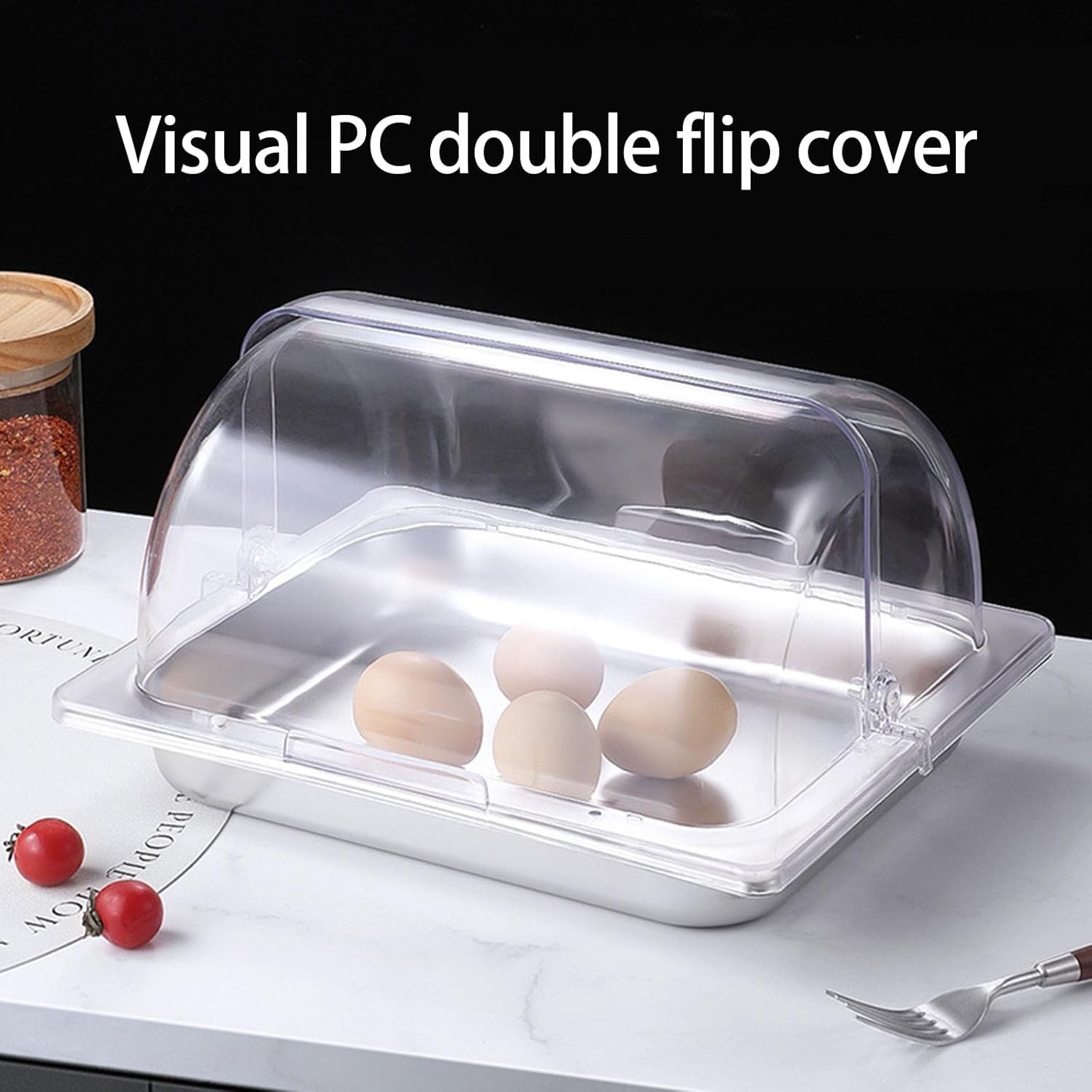 hejhncii Functional Stainless Steel Buffets Condiment Dispenser Rack Feature Clear Covers For Kitchen Party Food Serving Condiment Dispenser Rack