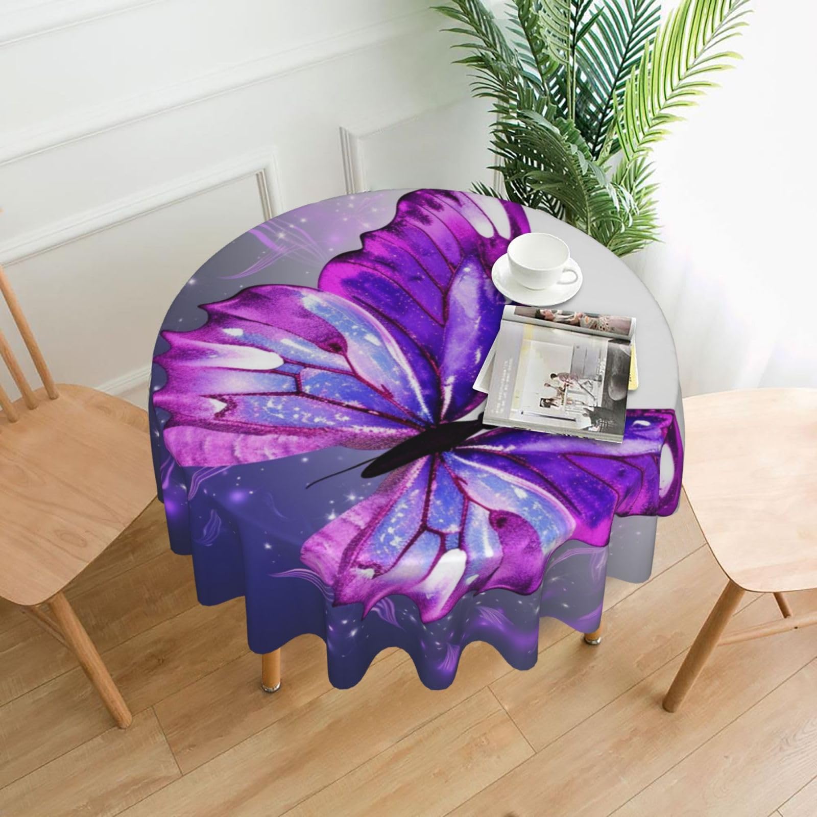 Nappe ronde de style rustique lavable et résistante aux taches de 152 cm