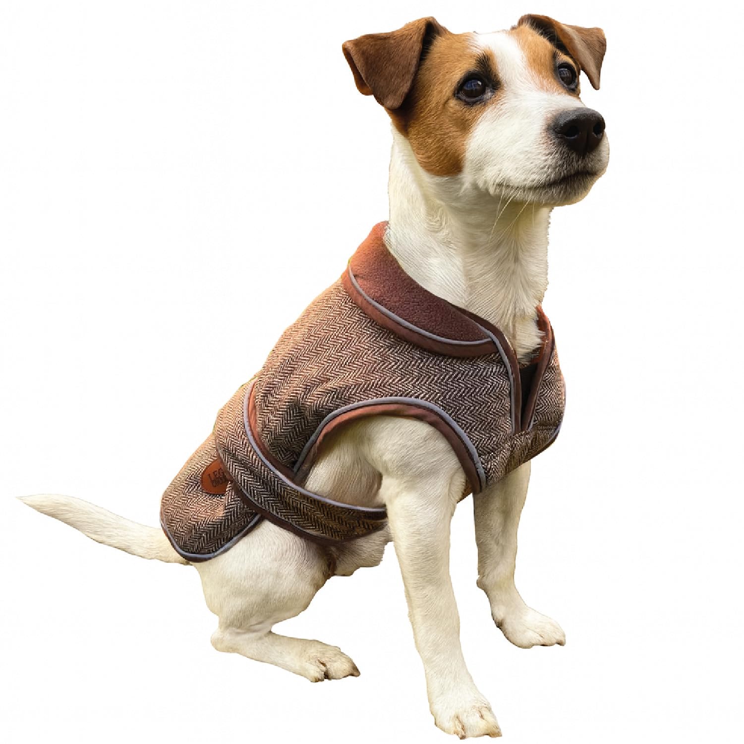 HugglePets Thermal Warm Dog Coat - Large (50cm) Legacy Herringbone Reflective Dog Coats with Zipped Harness Opening, Roll Up Collar, Adjustable Waist & Double Stitched Leg Straps.