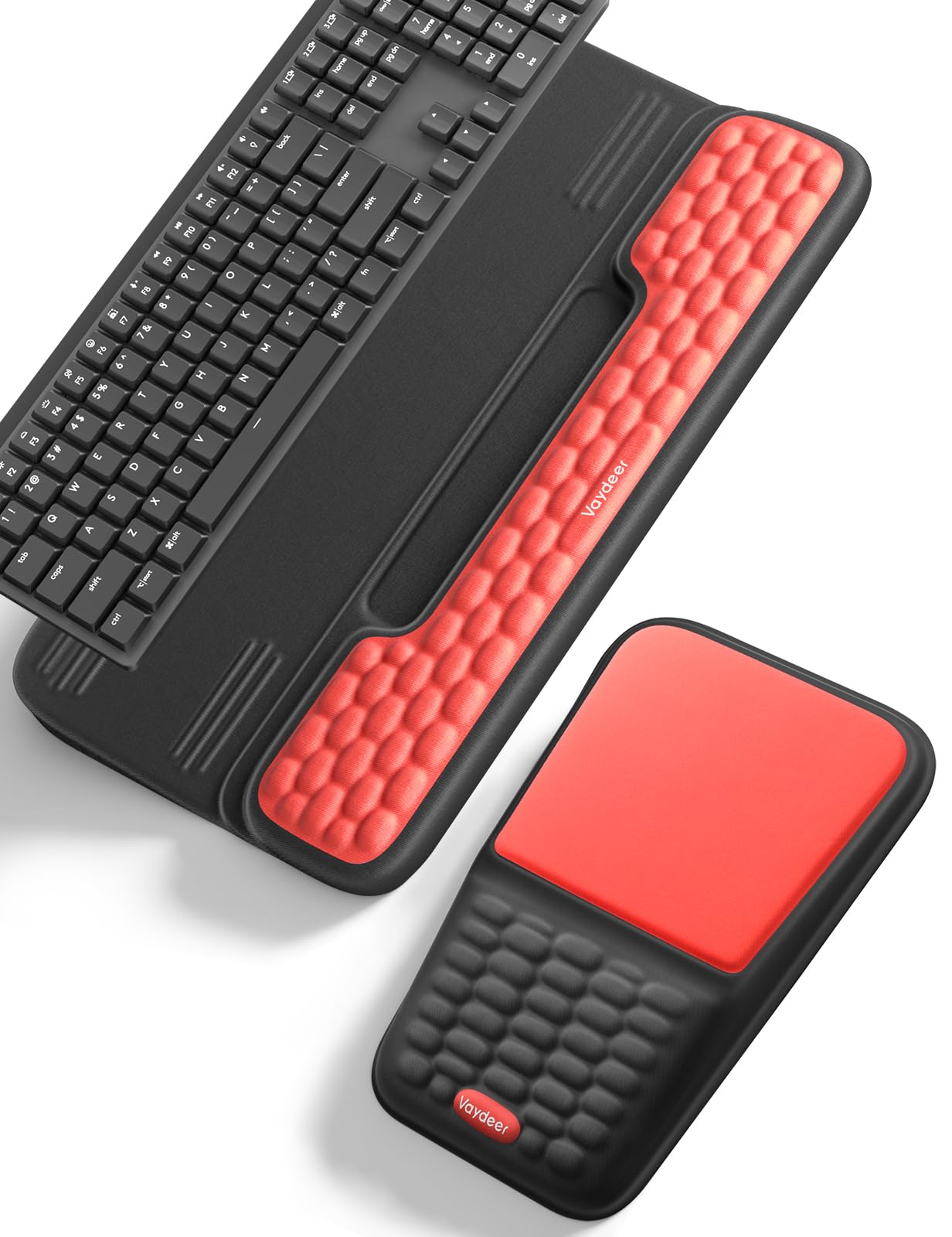 VAYDEER Set rehausseur de clavier et repose-poignet, Noir et rouge