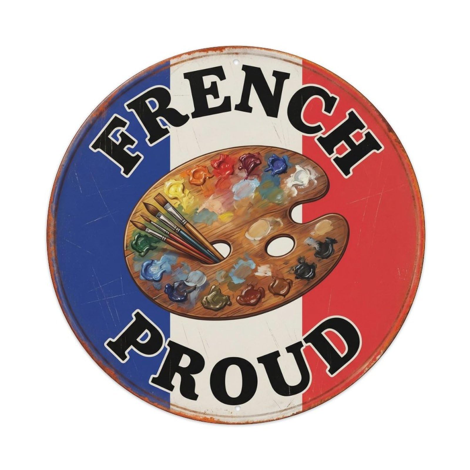 Olhnbad Style French Proud Paint Palette Writing Art Heritage Emblem Metal Tin Sign