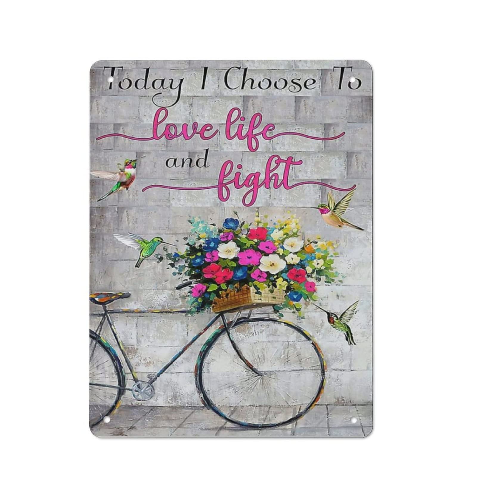 AOOEDM Today I Choose To Love Life And Fight Vintage Tin Sign Metal Tin Signs for Man Cave Funny Art Wall Plaque Kitchen Bar Pub Coffee Shop Wall Decor