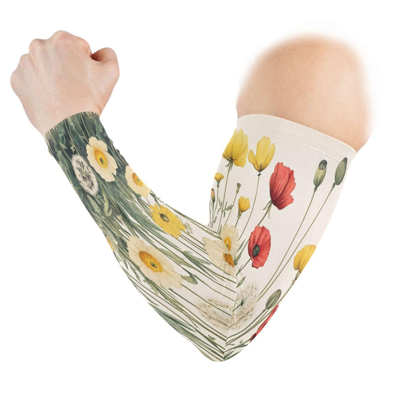 Kigai Wildflowers UV Sun Protection Arm Sleeves for Men Women Cooling Compression Sports Arm Sleeves Tattoo Cover Up