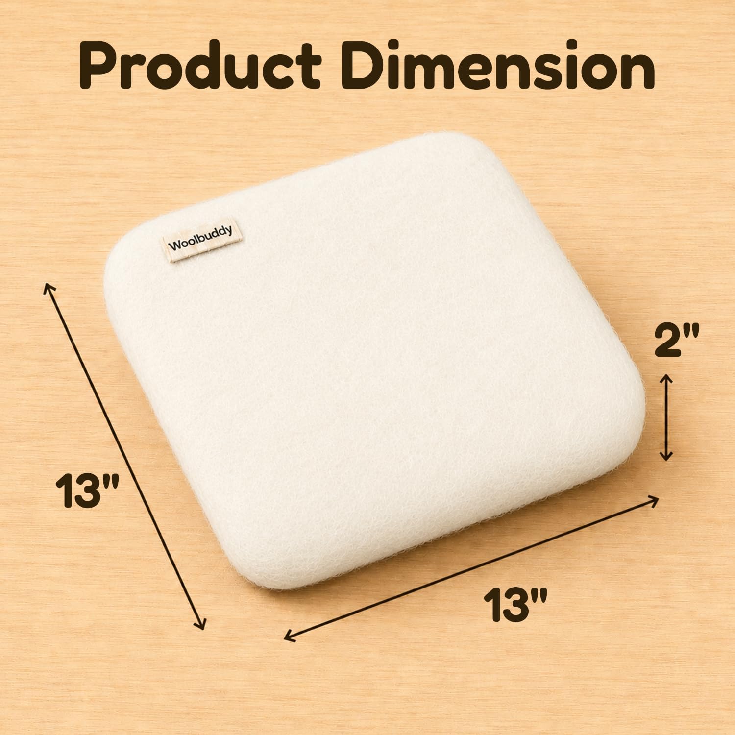 Woolbuddy Needle Felting Mat 13 x 13 x 2 Inch (White) Pure Wool Felt Pad