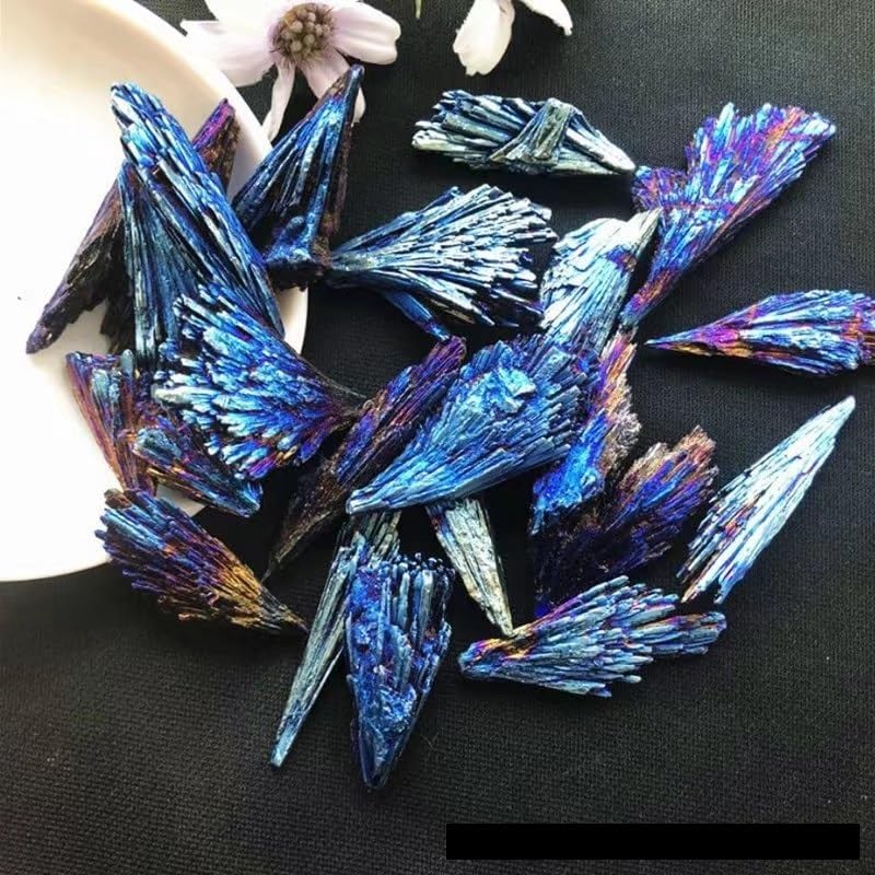 Kamienie i kryształy elektrolityczny czarny turmalin pióro niebieski paw igła sosnowa próbka płomienia klaster kryształów mineralnych czarny turmalin surowe kryształy (5-8 cm, 500 g)