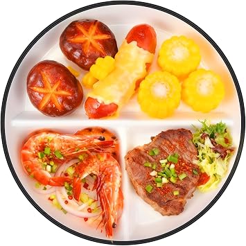 Cabilock Ceramic Divided Plate for Adults Teens, 3 Compartment Portion Control Dinner Plate for Balanced Eating Healthy Weight Loss, Diet Sectional Serving Dish for Salad Steak Fruit