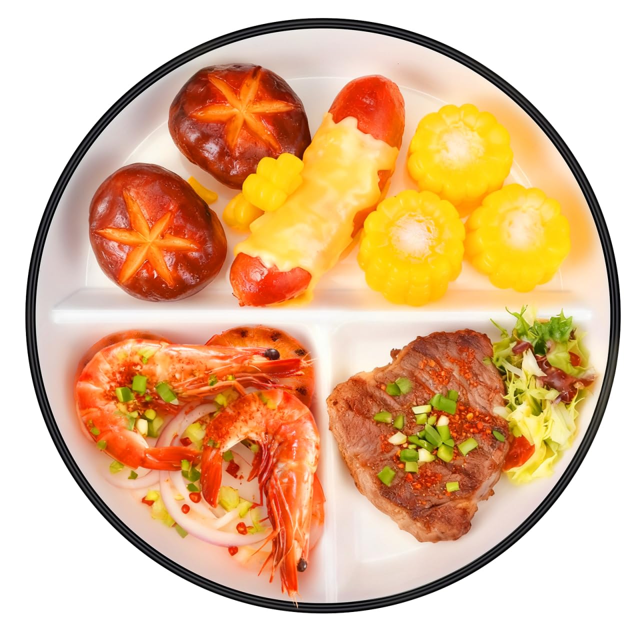 NOLITOY Ceramic Divided Plate 7.87 in Portion Plate with Compartments Sectioned Dinner for Adults Food Serving for Salads Desserts Family Meals Parties and Restaurants