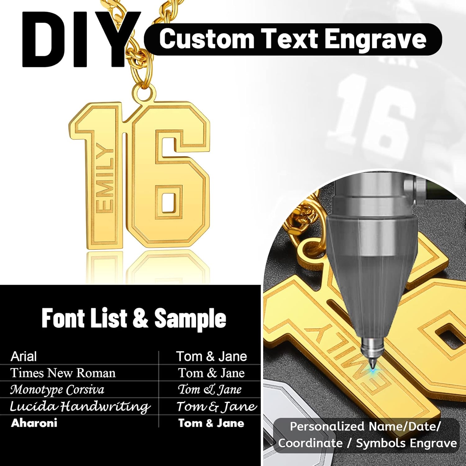 ChainsHouse Men 0-9 Jersey Number Necklace, Custom Necklace Baseball/Basketball/Football with Number, Personalized Number Pendant Stainless Steel Chain Sports Necklaces for Men Women, with Gift Box