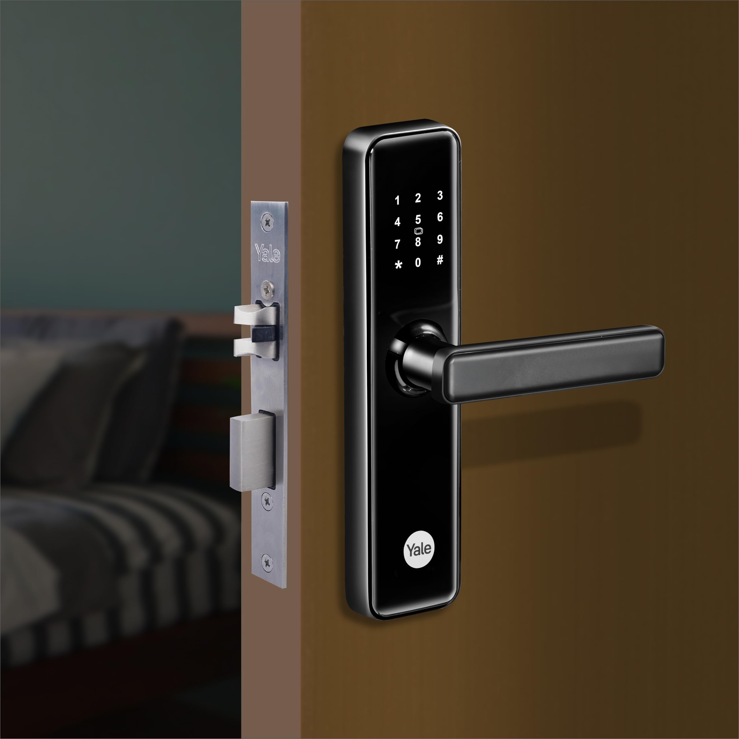 YDME 50 Pro, Smart Door Lock with Pincode, RFID Card & Mechanical Keys, Color- Black, for Home & Office (Free Installation)…
