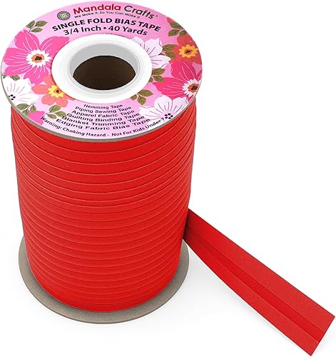 Miniatura 133 de Mandala Crafts Cinta al bies de un solo pliegue de 5/8 pulgadas para coser, acolchar, tuberías, dobladillo, manta y encuadernación de colcha, cinta