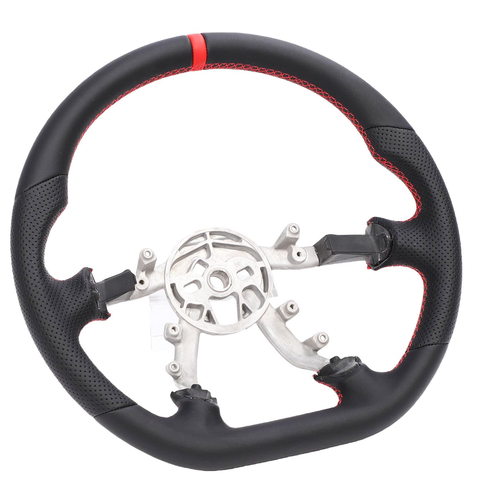 Volante da in Pelle Traforata con Prestazioni Migliorate per 1997-2004, Cuciture Rosse e Design a D con Fondo Piatto per gli Appassionati di Auto