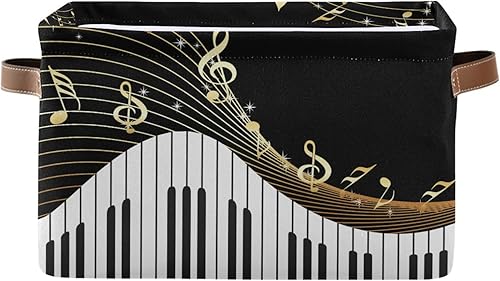 Contenedor de almacenamiento de notas con teclado y piano musical, para niños y mujeres, organizador compresible de lona, cubo de almacenamiento con