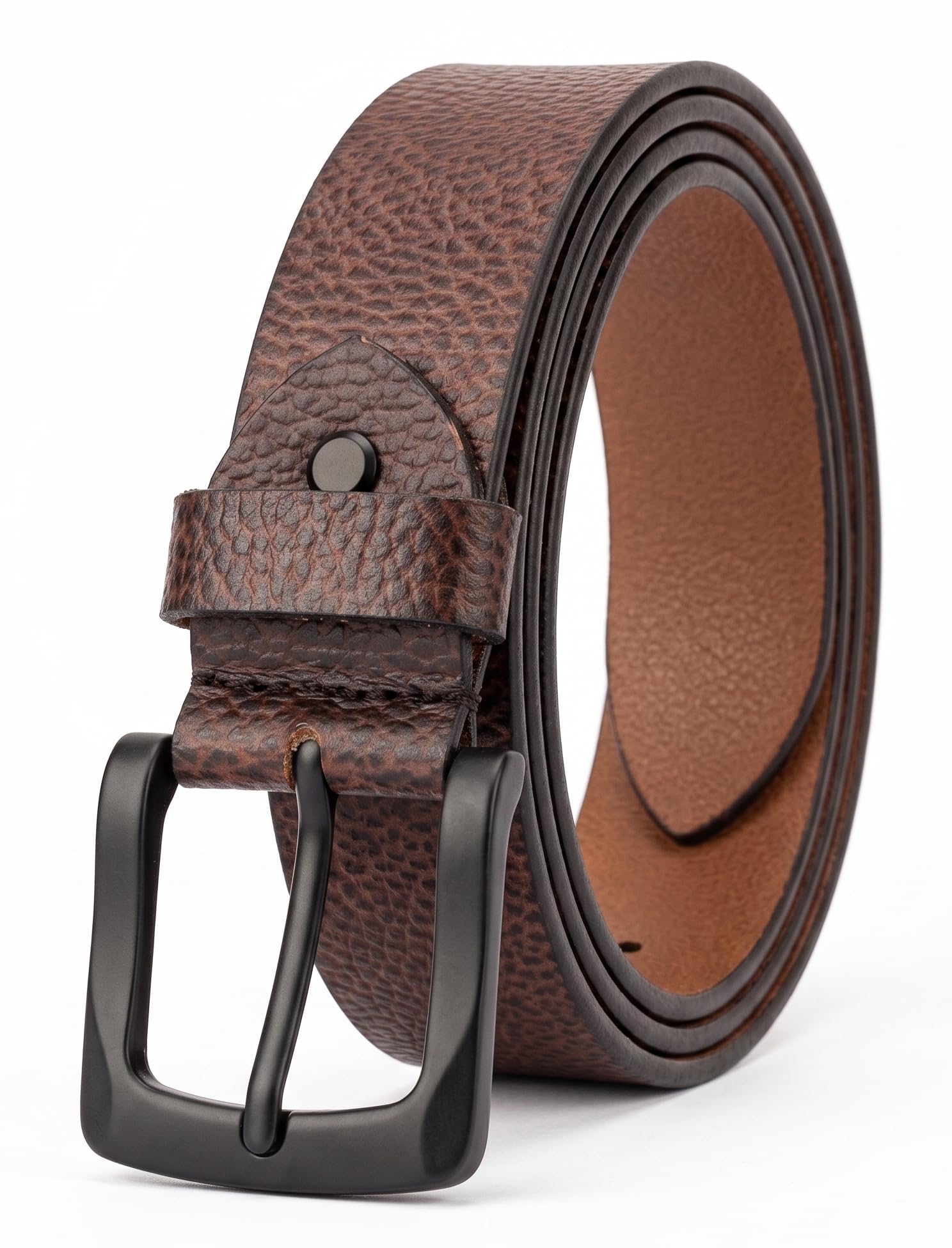 Genuine Leather Belt for Men | Premium Brown Leather Belt for Formal & Casual Wear | Adjustable Durable Waist Belt with Metal Buckle for Jeans, Trousers & Office Use-image-6
