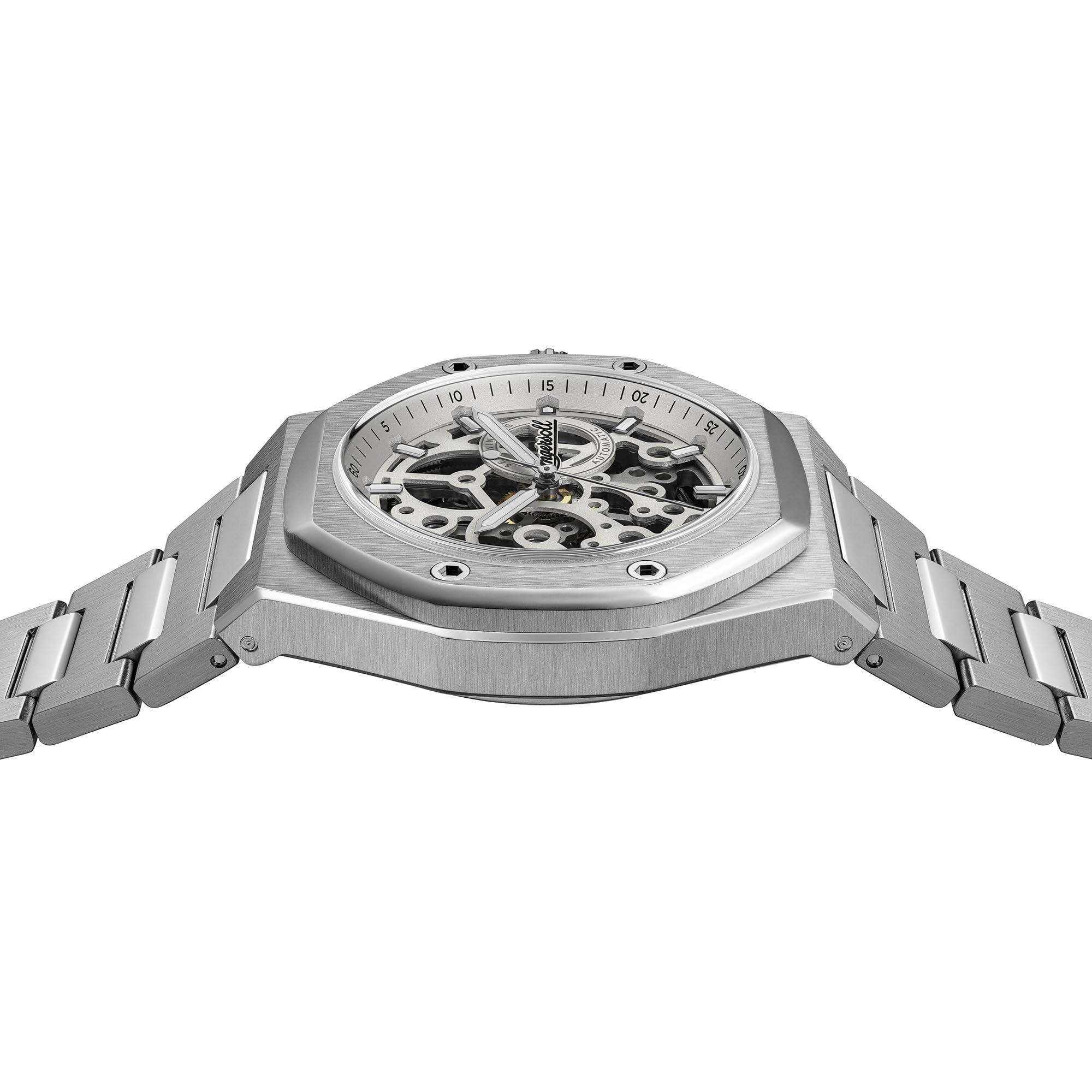 Ingersoll The Faller I17601 męski automatyczny zegarek 43,5 mm z szarą tarczą i srebrną bransoletą ze stali nierdzewnej