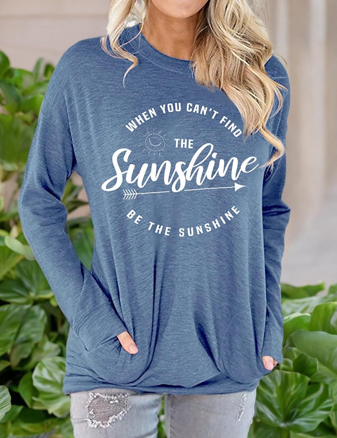 Muicy Womens Sunshine Shirt Casual Long Sleeve Shirt Tops Trendy Loose Fit Sweatshirts Tunic Tops with Pockets - Image 5