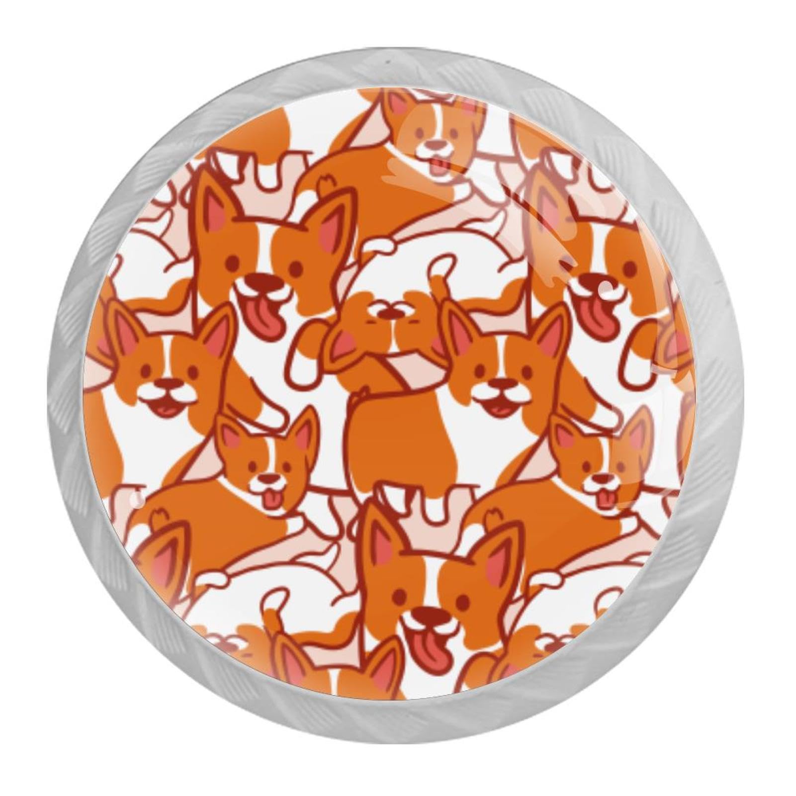 Tqmspg Multi05 4 Pieces Drawer Pulls Corgi Dog Door Knobs Dresser Handles For Kitchen Wardrobe Cupboard Hardware Furniture