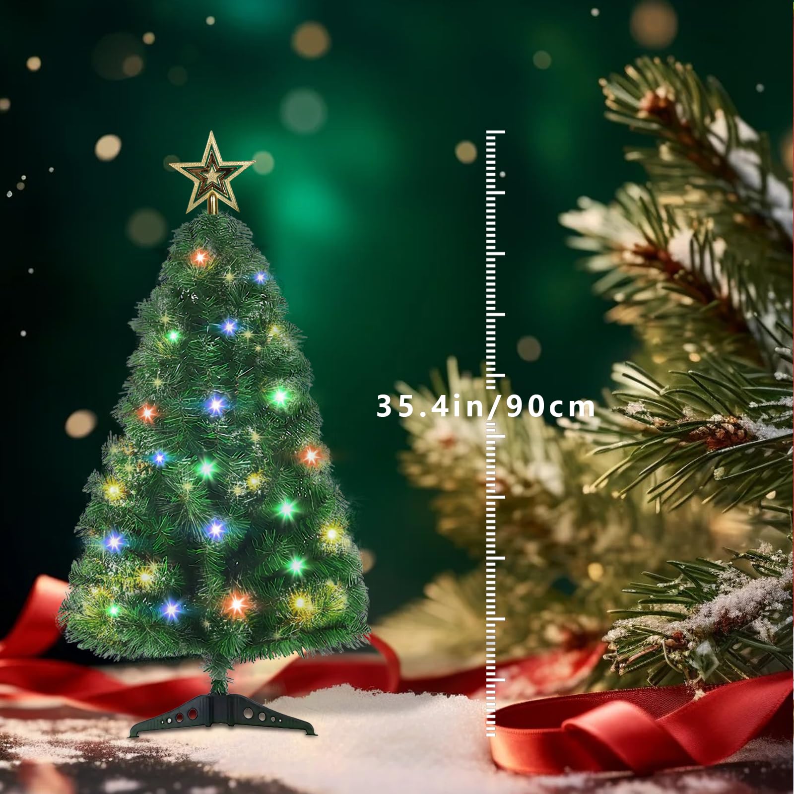 Árbol de Navidad artificial de 3 pies, mesa para decoración navideña, 140 consejos de rama, verde
