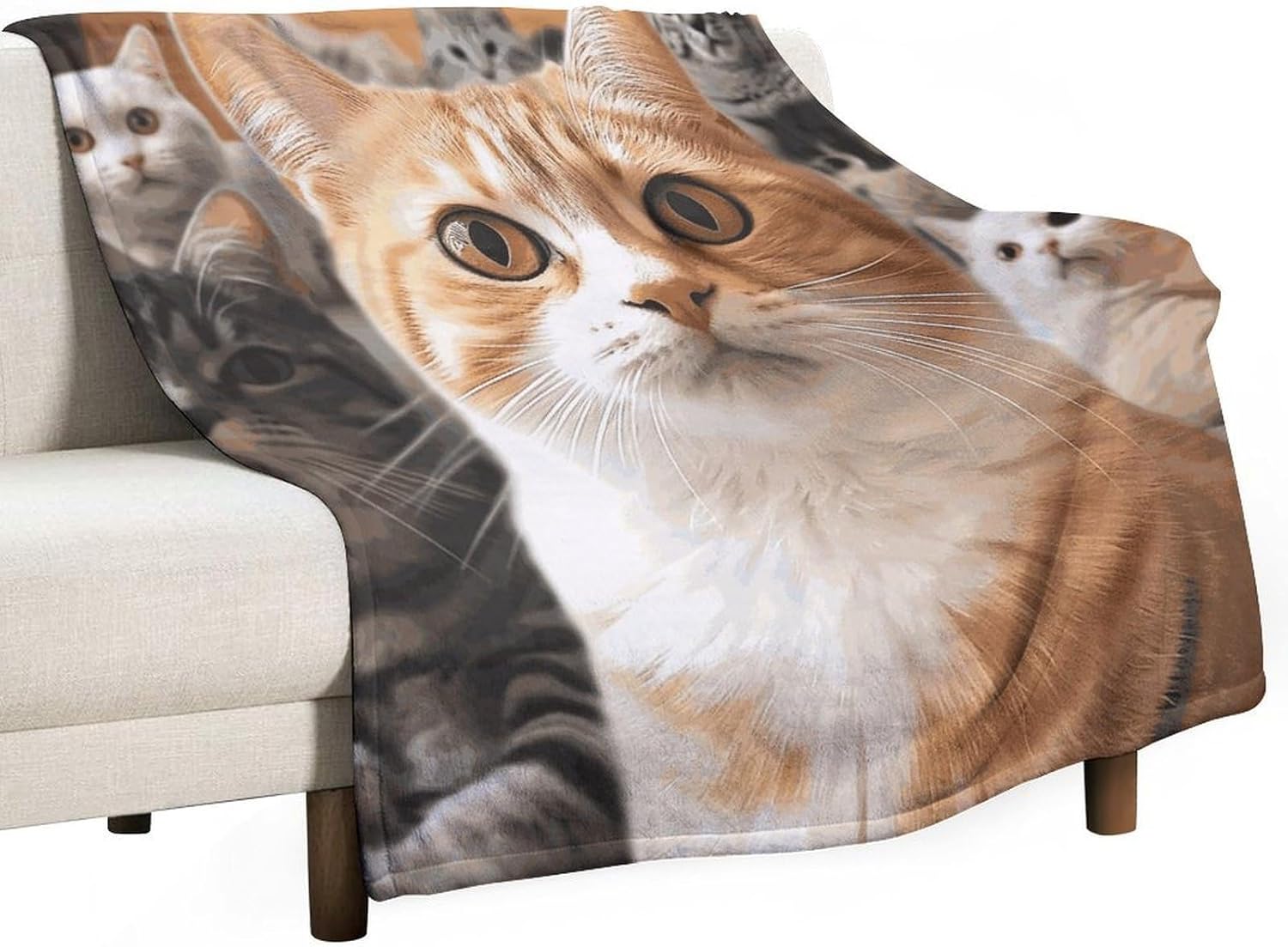 Funny Pet Cat Blanket Super Soft Warm Flannel Throw Blankets Lightweight Breathable Bath Towel Cozy Luxury Blanket for Couch Home Decor Tapestry for Travel Camping