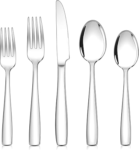 Miniatura 1 de Homikit Juego de cubiertos 1810, 30 piezas de cubiertos de acero inoxidable para 6, vajilla de metal elegante para restaurante casero, bonito y