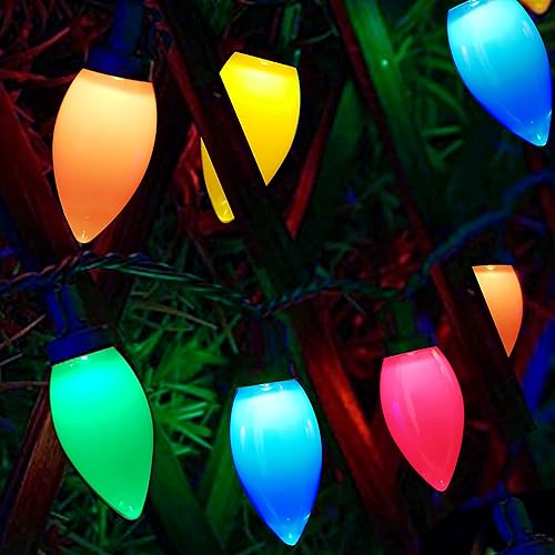 Miniatura 4 de C9 - Tira de luces de Navidad para exteriores, 50 LED, multicolor, fresa, 34.5 pies, impermeable, para jardín, patio, hogar, fiesta, vacaciones,