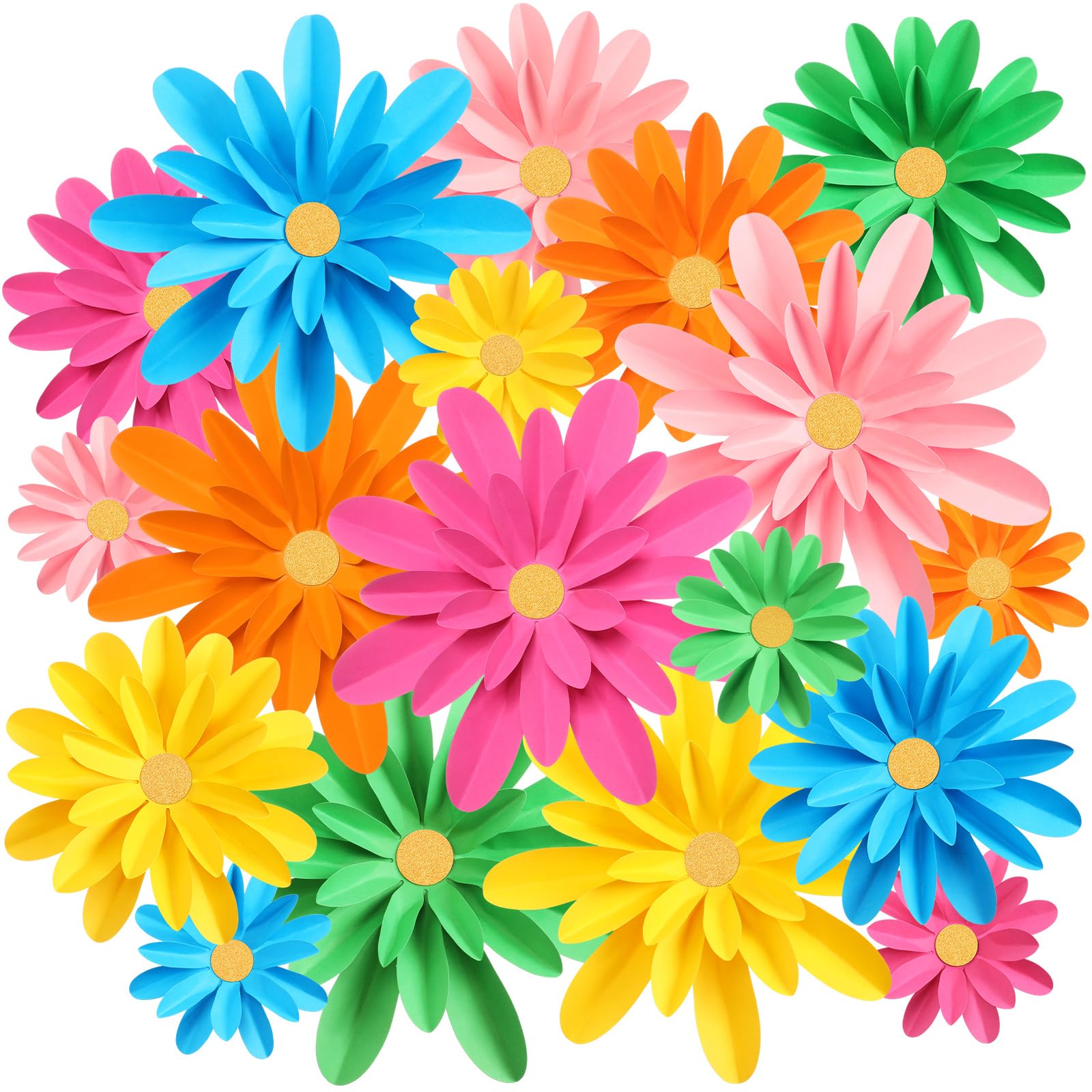 MotiMind 18 Pcs Paper Flowers Decorations for Wall DIY Paper Flower Bulletin Board 3D Fiesta Paper Floral Backdrop Decoration for Photo Backdrop Classroom Back to School Party