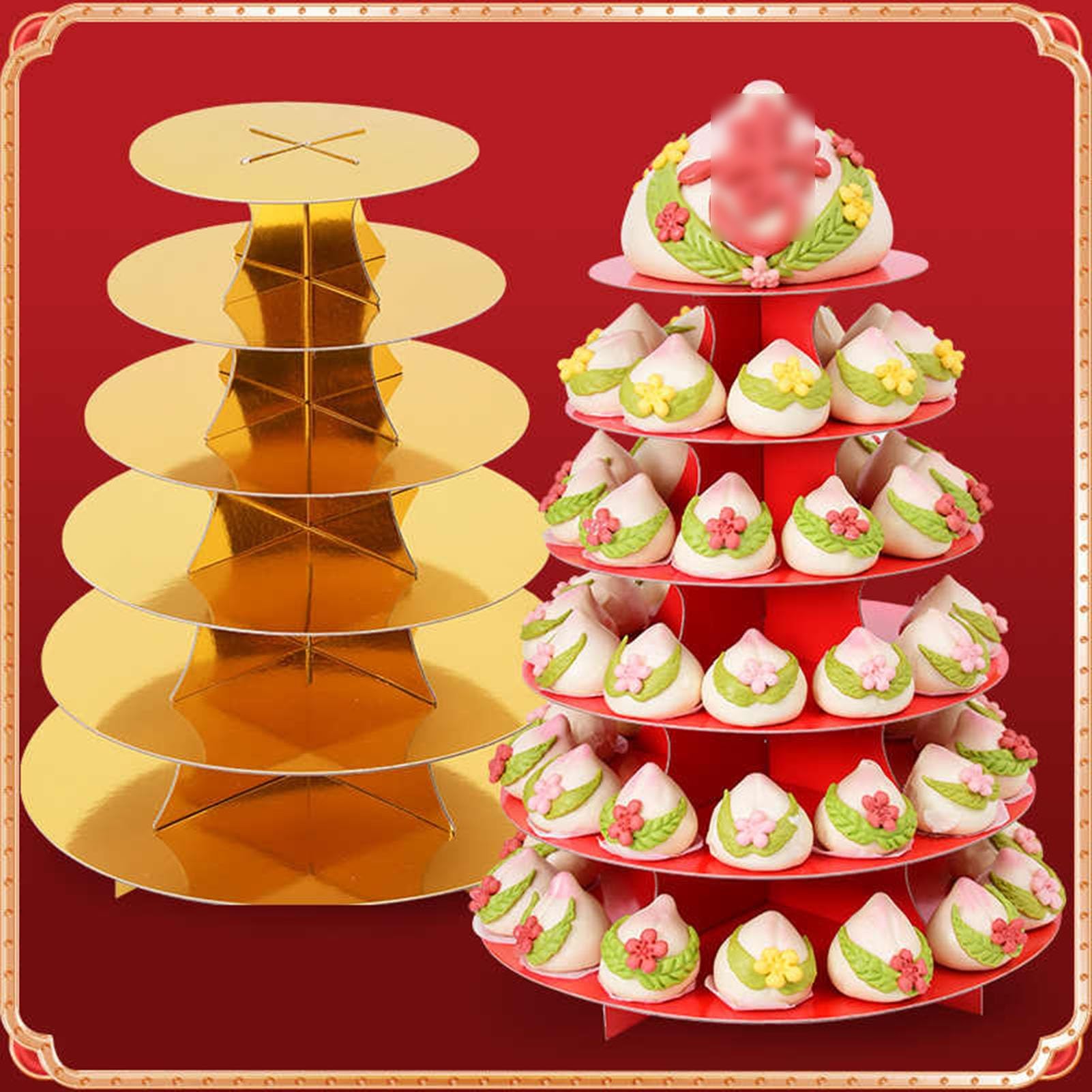 Générique Présentoir À Desserts À 3/5/6/7/8/9/10 Niveaux, Grand Support De Présentation De Gâteaux, Capacité De Charge De 60 Kg, For Décoration De Fête Et De Mariage(Red,8-tier)
