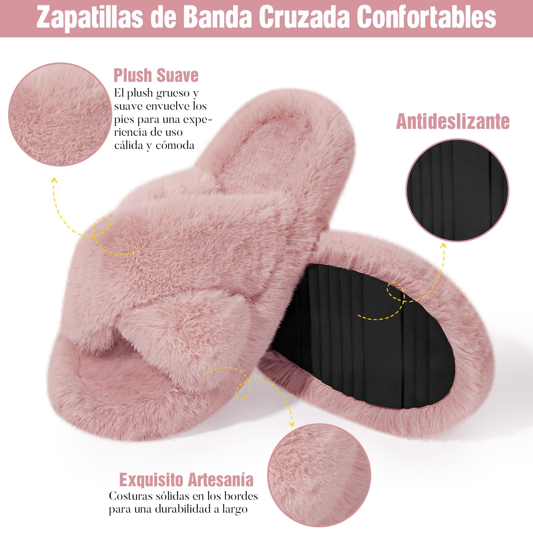 Wostock Pantofole Peluche Donna,Ciabatte Donna Pelose Comode Invernali Moda Slippers