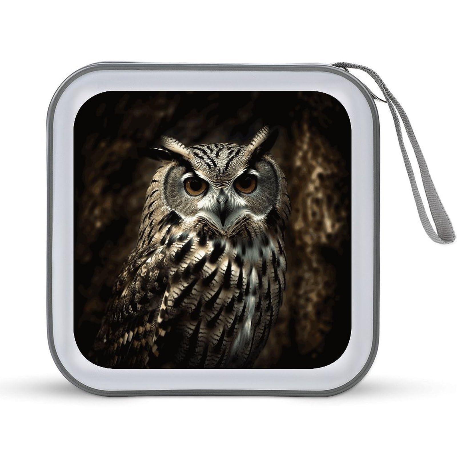 VstaDank An Owl CD Case with Hand Strap Lightweight DVD Wallet Holder 40 Capacity CD/DVD Case Wallet Protective CD Wallet CD/DVD Portable Storage Binder for Car Home Office