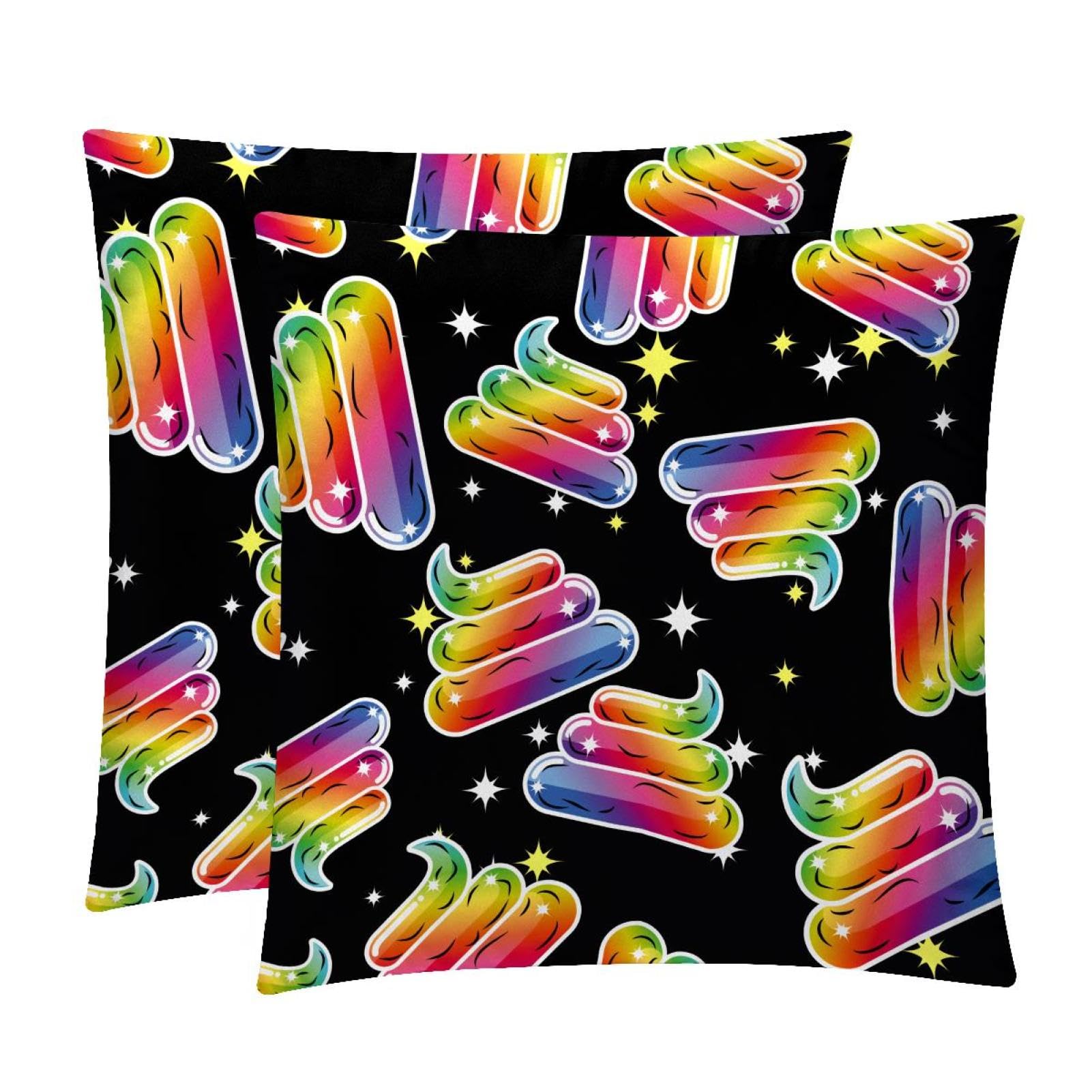 TDGKPZ Rainbow Funny Throw Pillow Covers 2 Pack Cushion Cases Decorative Pillow Cases Home Decor 50x50cm
