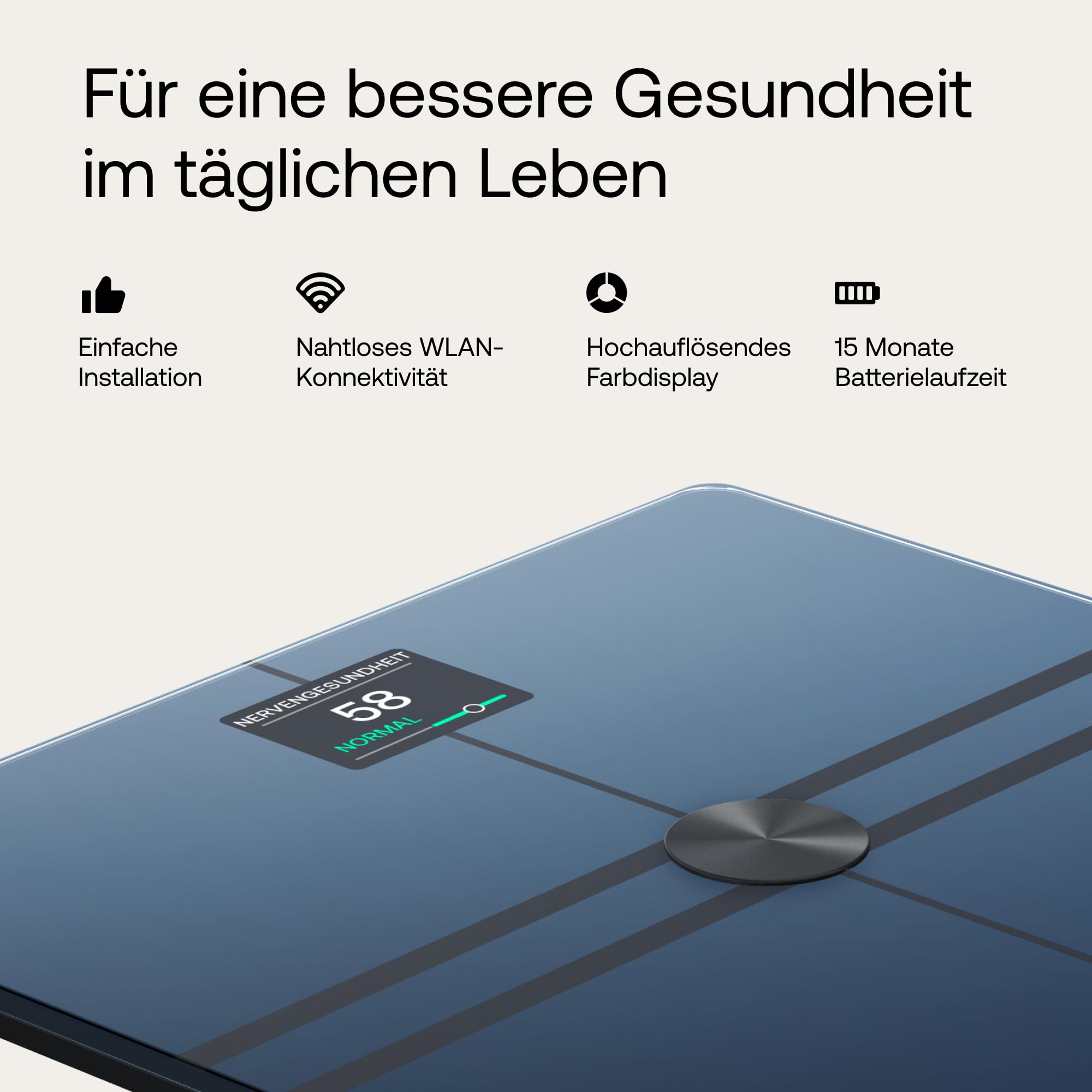 WITHINGS Body Comp — WLAN Smart Waage mit vollständiger Körperanalyse inkl. Fettanteil, Muskelmasse, Knochendichte, Viszeralfett, Digitale Personenwaagen/Körperfettwaage mit Bluetooth, Schwarz