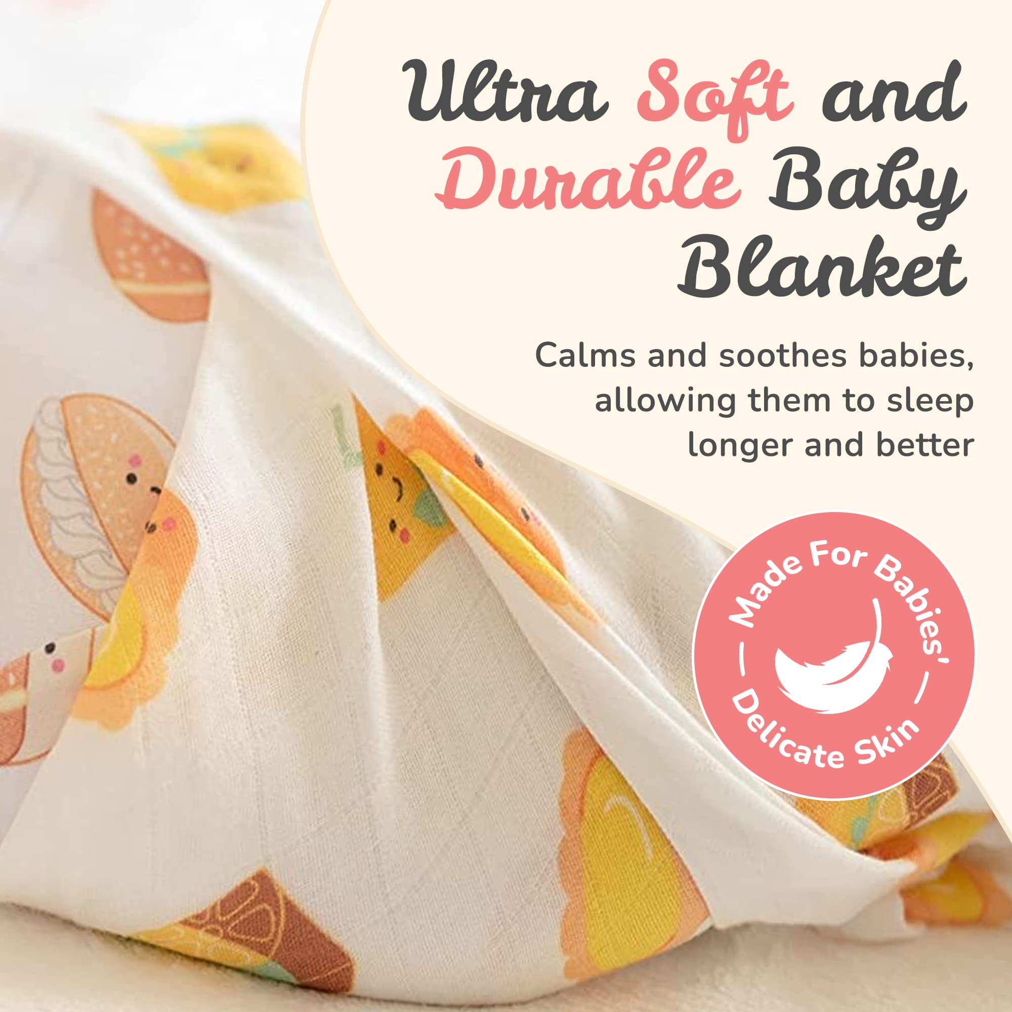 The Wee Bean - Baby Swaddle Blanket Muslin Cotton And Bamboo Baby Blanket Unisex Multipurpose Lightweight & Breathable 47 X 47 Inches Swaddle Blankets For Baby Boy And Girl - White Rabbit