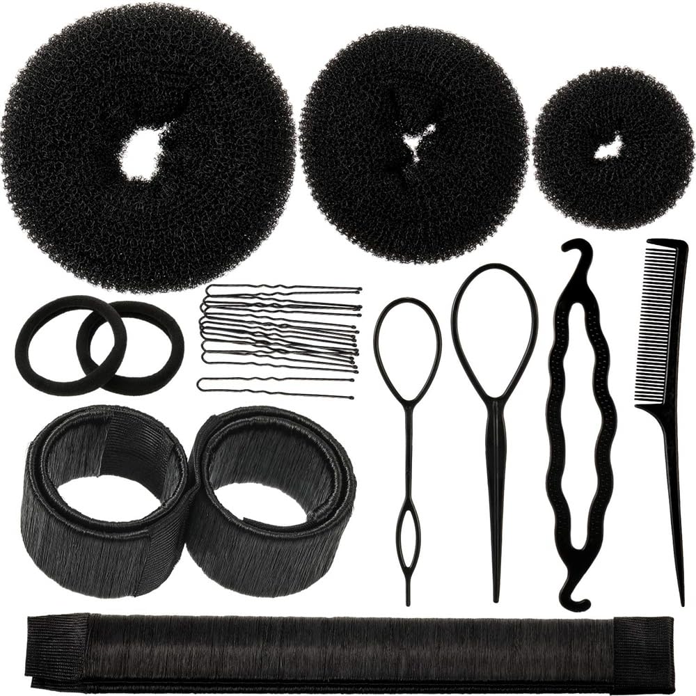 Sponsored Ad – YARDHOBI Donut Hair Bun Maker Set, Ring Style Bun Maker with 3 Sizes, 2 Bun Makers, 4 Ponytail Tools, 2 Elastic Bands, 10 Bobby Pins (Black, 1 Count)