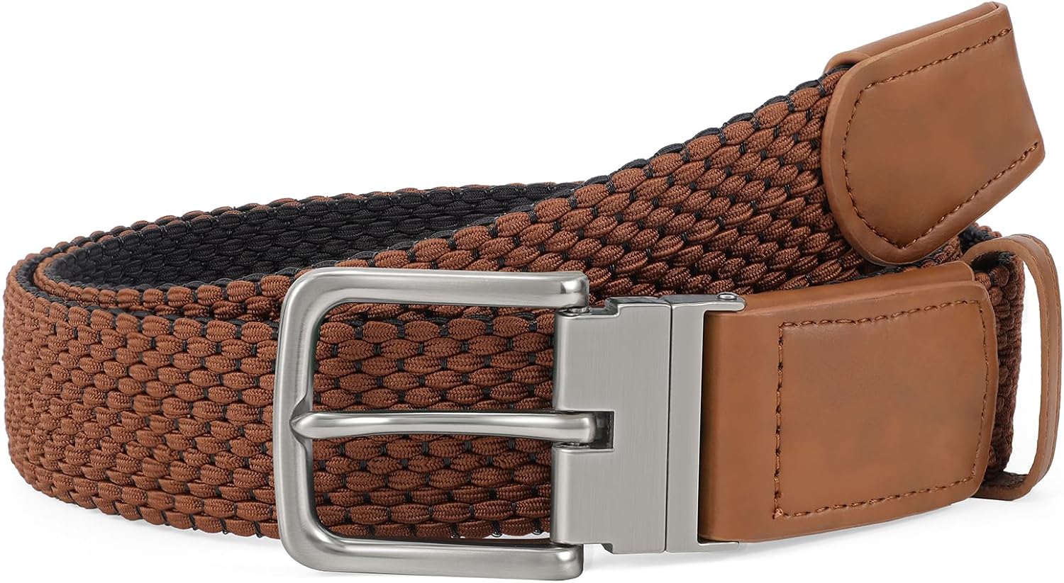 SANSTHS Reversible Braided Belt for Men and Women, Elastic Stretch Woven Golf Belts for Men, Casual Jeans Sports Work 1 3/8"