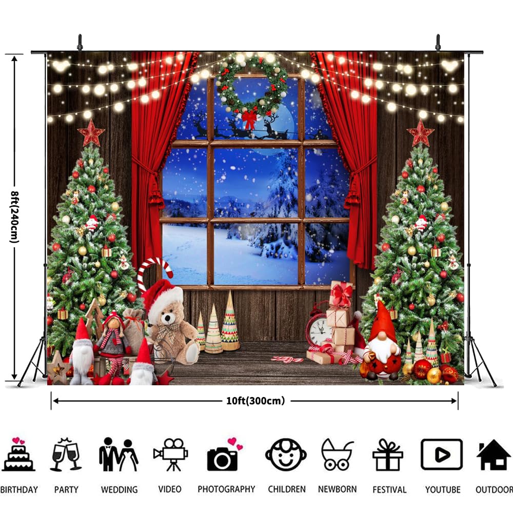 Christmas Window Backdrop 10x8ft Winter Xmas Holiday