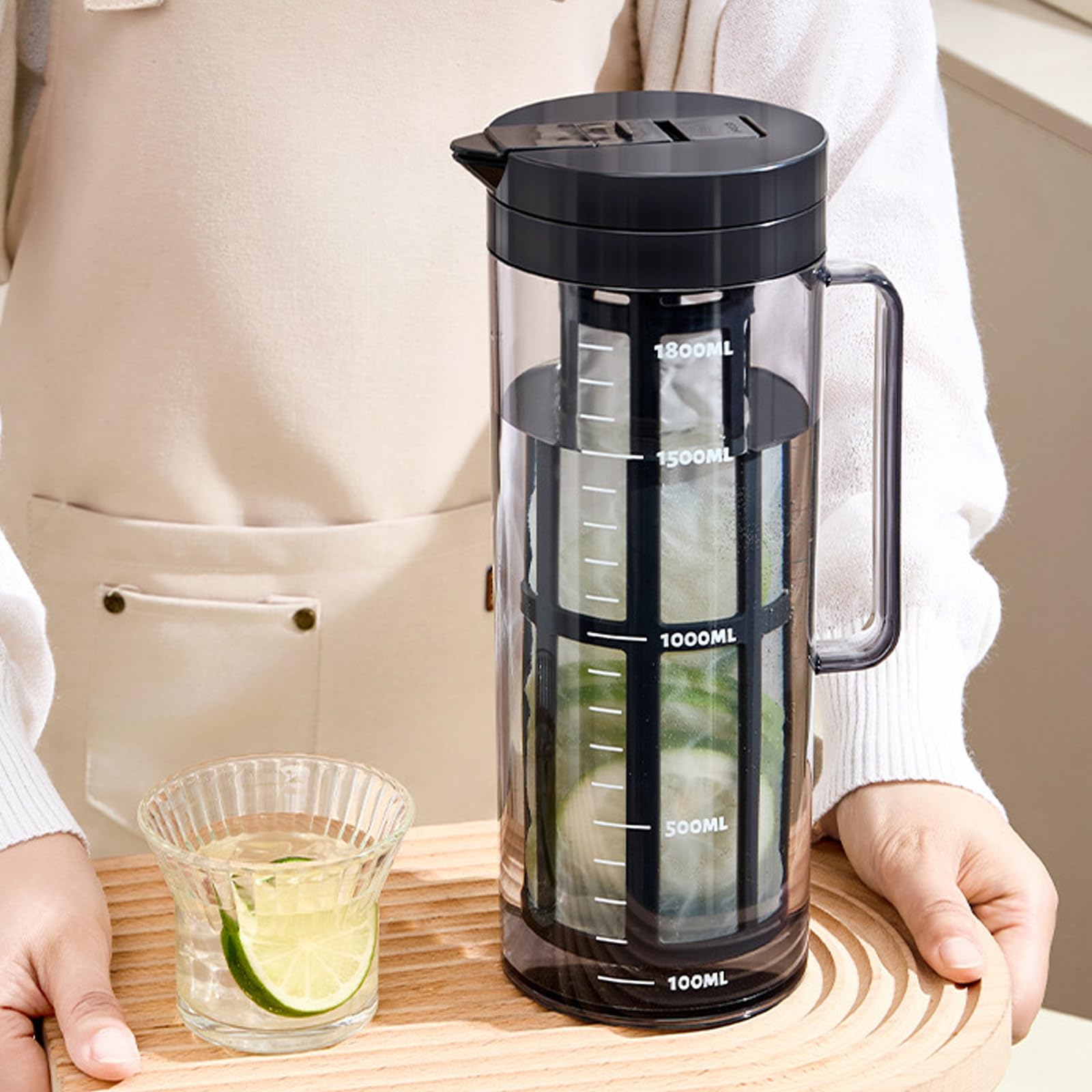 Jarra de cerveza fría con puertas laterales innovadoras, diseño y materiales de polipropileno de grado alimenticio, dispensador de agua al aire libre, botella de agua con textura de glaciares