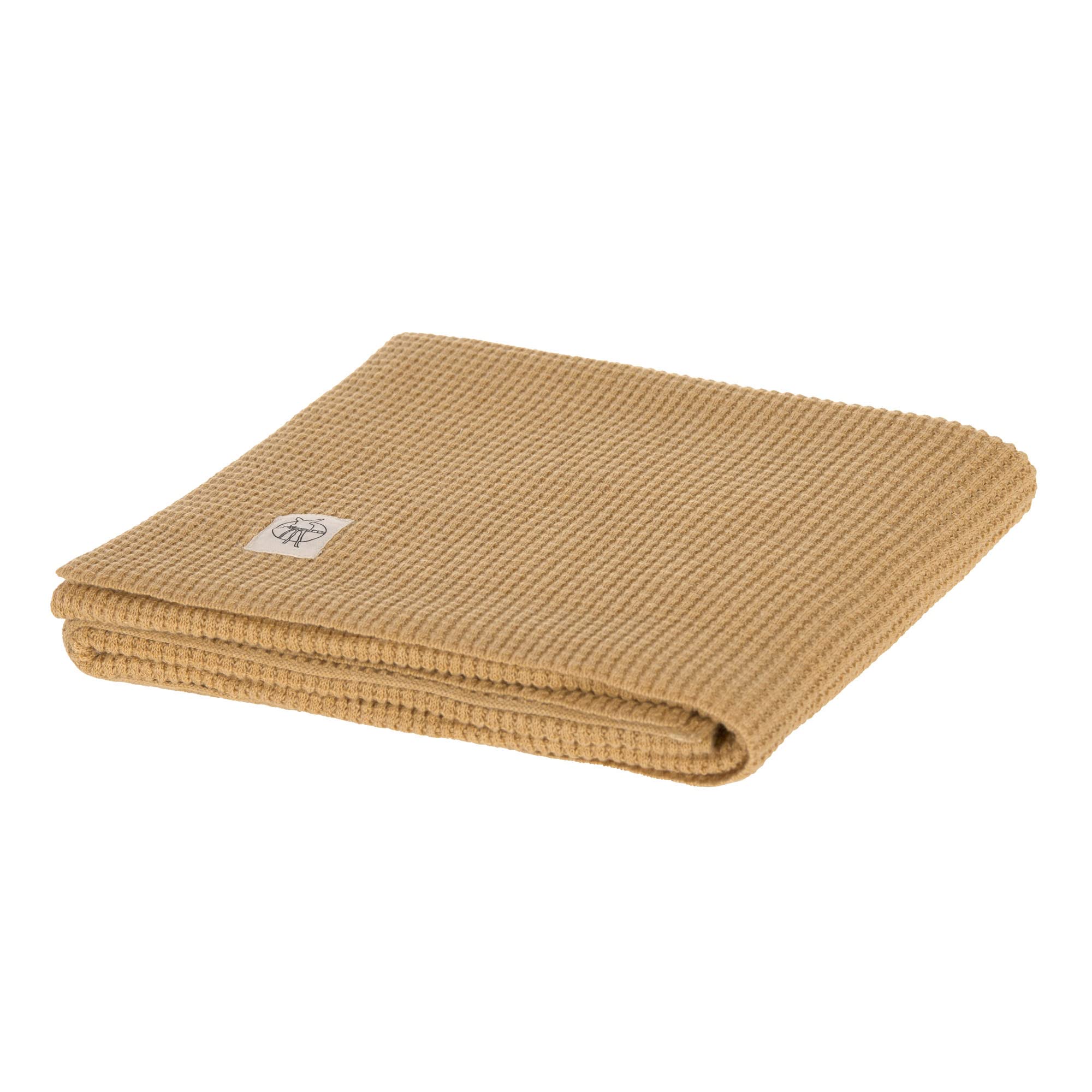 LÄSSIG Coperta per neonati lavorata a maglia Coperta accogliente per neonati tessuta al 100% in cotone biologico GOTS/Knitted Blanket Nubs camel