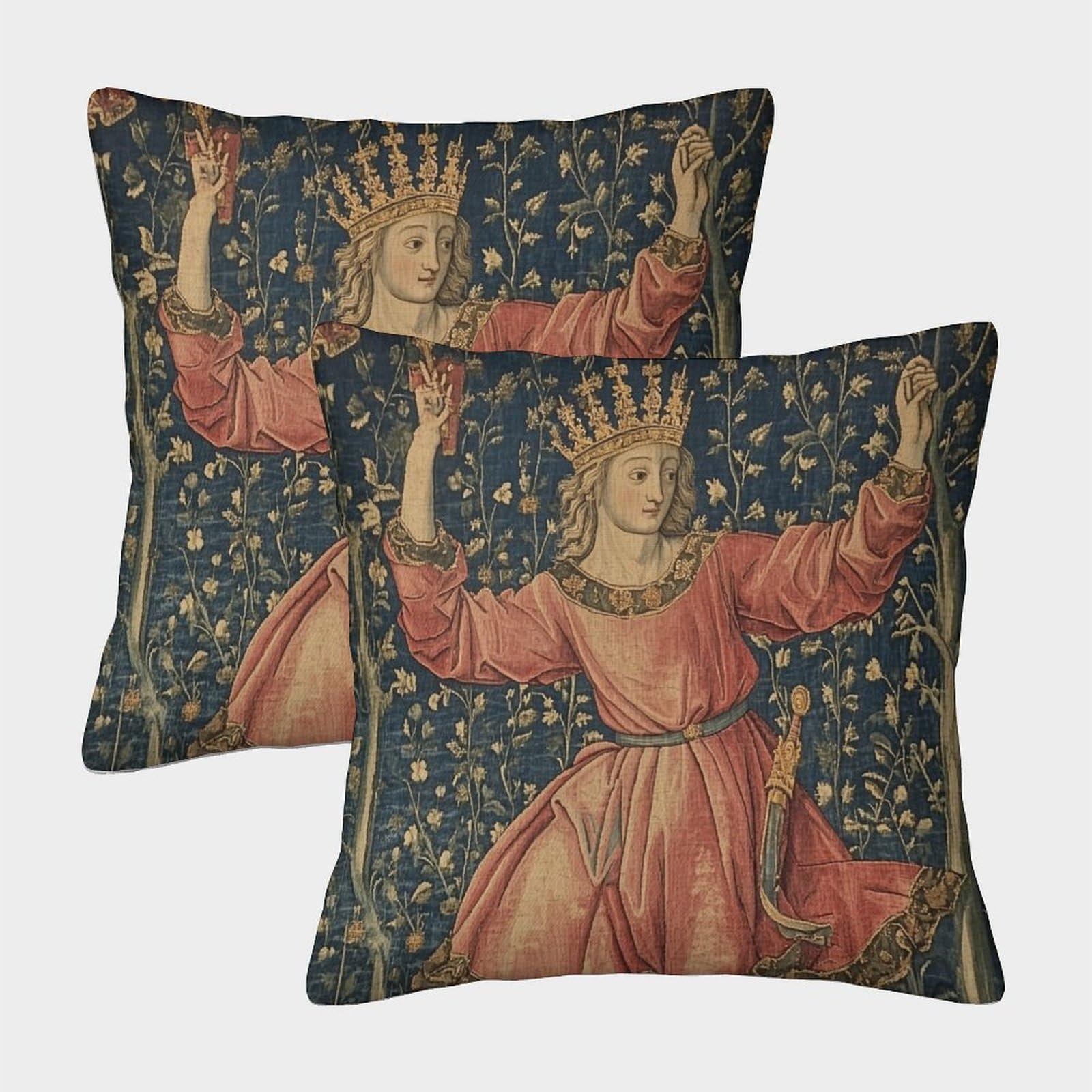 kaiyun 2 Pack Medieval Painting,Peasant Dancing with A Crown 3D Cushion Cover Pillow Cover Sofa Outdoor Decoration Square 45x45cm