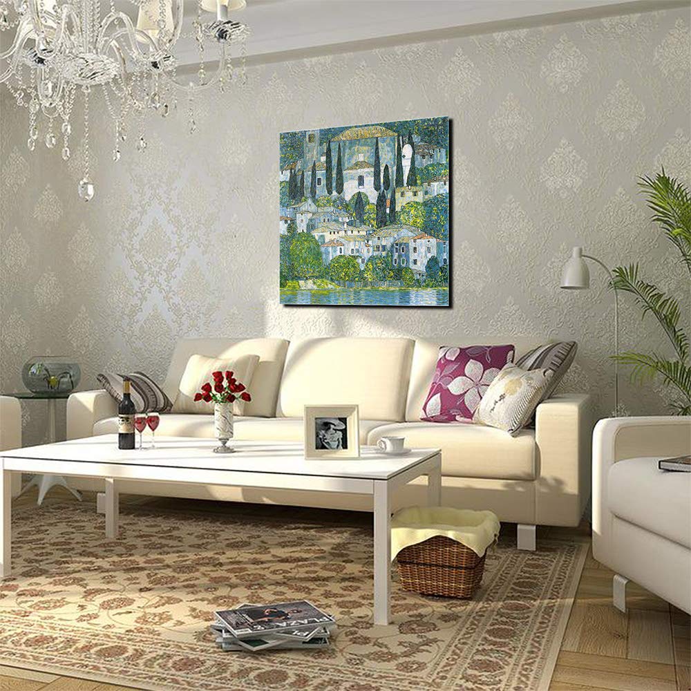 Annick Goutal Obraz słynne obrazy kościół kasetonowy Gustav Klimt Reprodukcja obrazów artystycznych drukowane na płótnie do dekoracji wnętrz (z ramą, 60_x_60_cm)