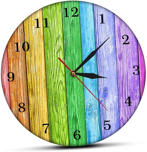 Miniatura 9 de Garneck Color Wood Grain Wall Clock Wooden Wall Clocks French Wall Clock Lemon Decor Mute Clock Wooden Hanging Clock Hanging Clock Wall Kids Room