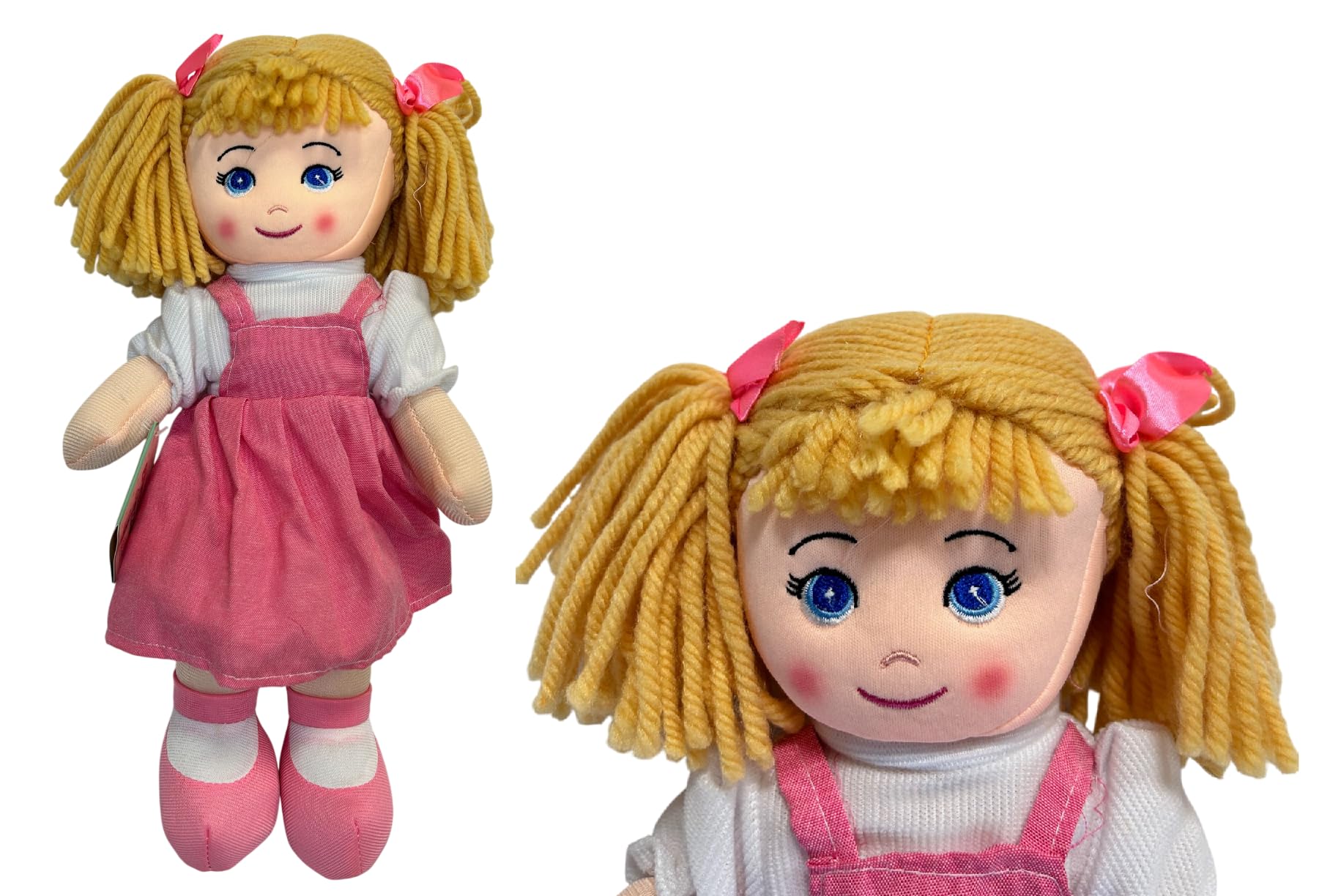 Generico Large Cloth Rag Doll 40 cm Lily Doll with Wool Braids, Assorted Colours Random Colour
