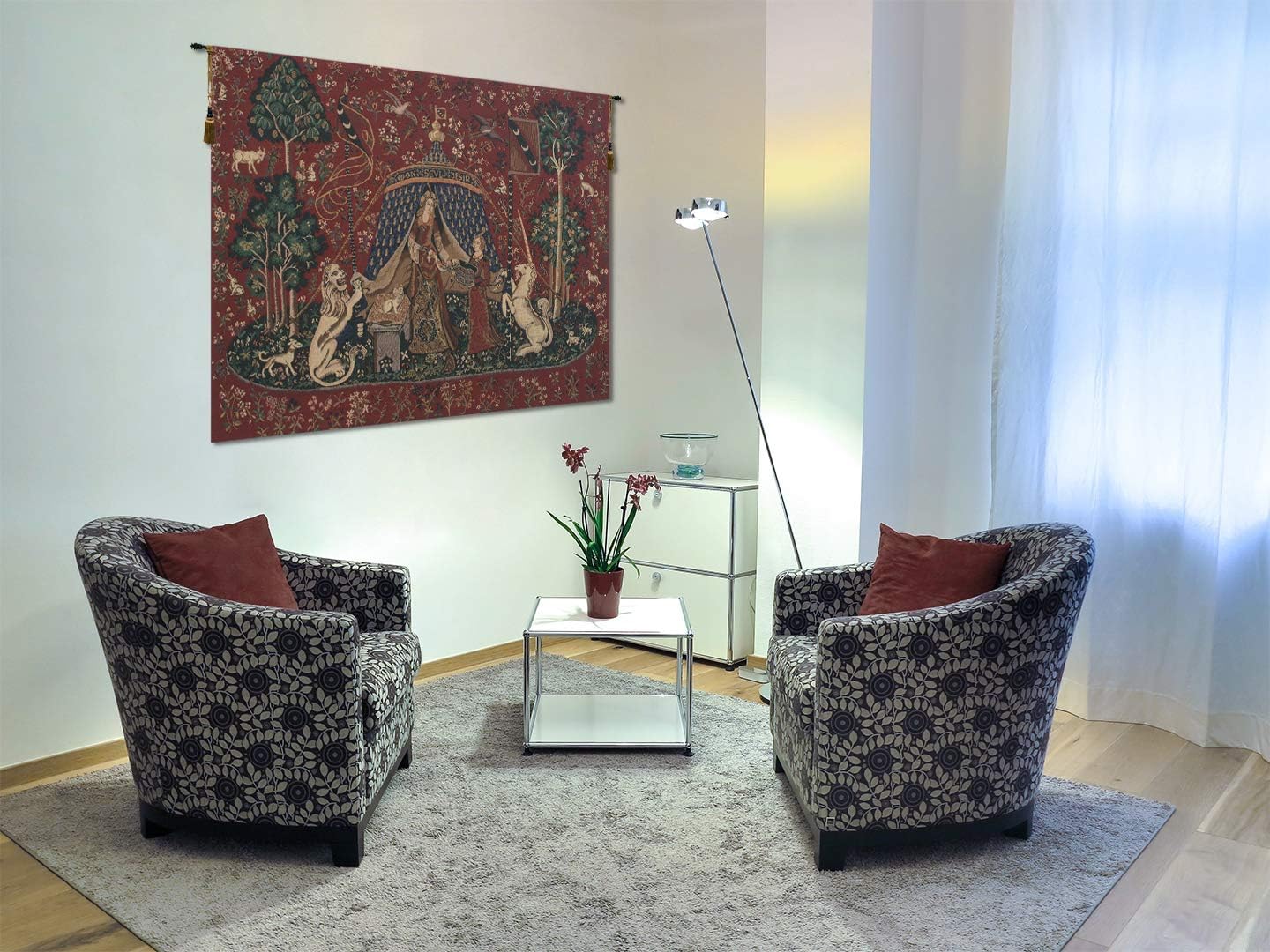 C Charlotte Home Furnishings Inc Lady and the Unicorn Belgian Tapestry Wall Hanging | Viscose Cotton and Polyester Blend Wall Art | 33 in. x 44 in | Home Decor Accents