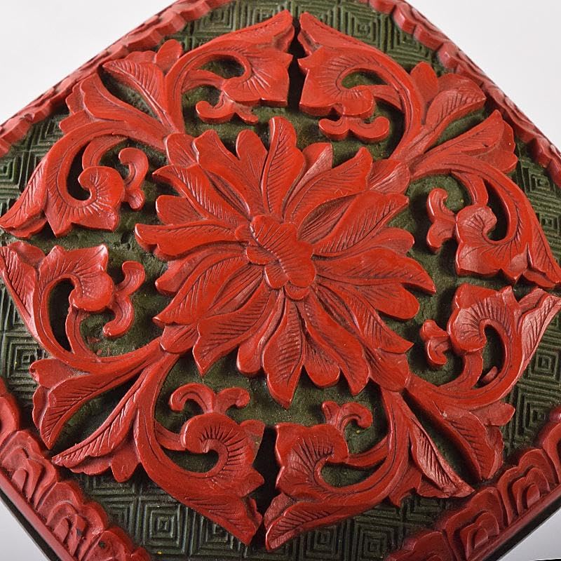 中国　剔紅　堆朱　内七宝　花文　香合　2点まとめて　D　R8207 中国 剔紅 堆朱 内七宝 花文 香合 2点まとめて D R8207