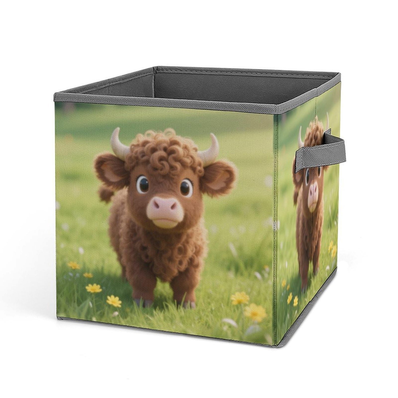 DWVTSLH Cow Cube Storage Bins with Handle, Foldable Storage Cubes, 11 Inch Large Storage Baskets, Washable Fabric Closet Organizer for Shelves, Decorative Clothes Storage Boxes