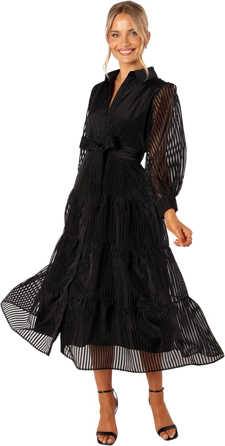 Petal & Pup Womens Neve Long Sleeve Maxi Dress - Black - Image 2