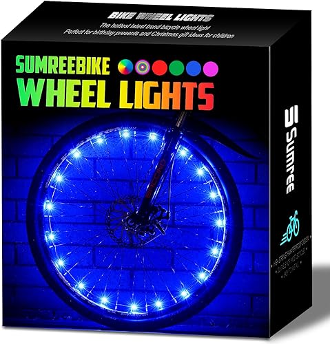 Miniatura 9 de luces LED para rueda de bicicleta, paquete de 2 luces para radios de bicicleta con baterías incluidas. Durabilidad y visibilidad sin igual. Tira