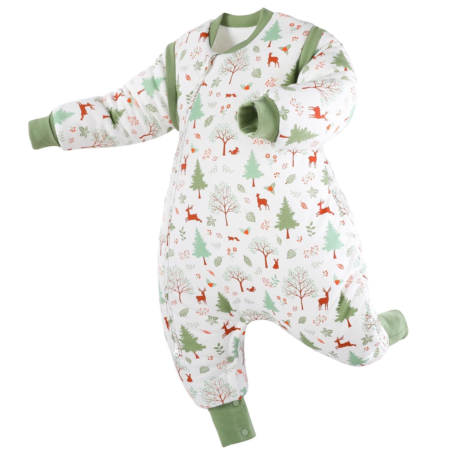 Looxii Pack de 2 Saco de Dormir bebé con Pies 0.5 TOG Algodón sacos de dormir de verano para 6-18 Meses Niños Niñas 70 cm Oso Rosa — view 10