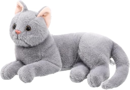 Gadpiparty Gray Cat Stuffed Animal, Realistic Stuffed Cat, for Kids Home Decor and Comfort Pillow Grey